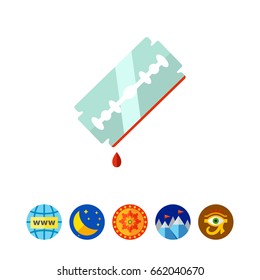 Razor blade with blood drop