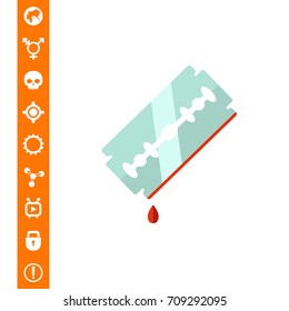Razor blade with blood drop