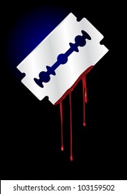 Razor Blade With Blood - Vector Illustration