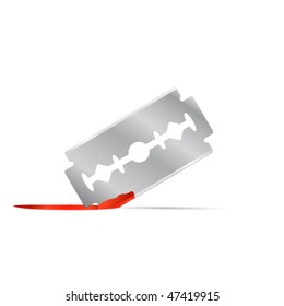 razor blade with blood - vector illustration