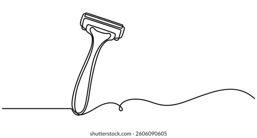 Razor Blade Continuous Line Icon, Razor  line art drawing illustration, Continuous line drawing of shaving razor, shave beard, one single art, hand drawn, pro vector illustration, minimalist style.