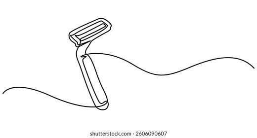 Razor Blade Continuous Line Icon, Razor  line art drawing illustration, Continuous line drawing of shaving razor, shave beard, one single art, hand drawn, pro vector illustration, minimalist style.