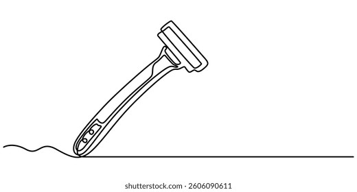 Razor Blade Continuous Line Icon, Razor  line art drawing illustration, Continuous line drawing of shaving razor, shave beard, one single art, hand drawn, pro vector illustration, minimalist style.