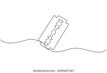 Lâmina Razor desenho contínuo de uma linha de arte, único desenho contínuo uma navalha de linha, Razor mão desenhada imagem silhueta linha arte corte lâmina navalha vetor ilustração.