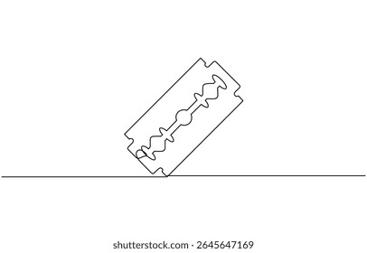 Lâmina Razor desenho contínuo de uma linha de arte, único desenho contínuo uma navalha de linha, Razor mão desenhada imagem silhueta linha arte corte lâmina navalha vetor ilustração.