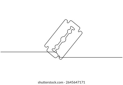 Razor blade continuous one line art drawing, continuous single drawn one line razor, Razor hand drawn picture silhouette line art cutting blade razor vector illustration.
