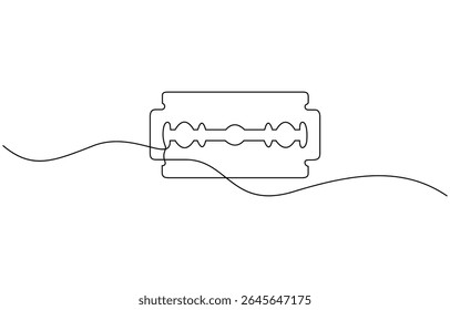Lâmina Razor desenho contínuo de uma linha de arte, único desenho contínuo uma navalha de linha, Razor mão desenhada imagem silhueta linha arte corte lâmina navalha vetor ilustração.