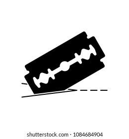 razor blade and cutting line. simple icon