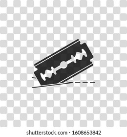 razor blade and cutting line. simple icon. Black symbol on transparency grid