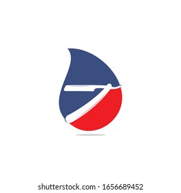 Razor blade drop shape concept logo design. simple flat vector illustration. Barber shop logo, label. Barber shop logo with barber razor	