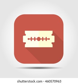 razor blade flat icon with long shadow, vector illustration