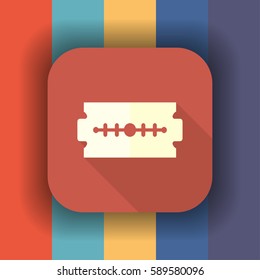 razor blade flat icon with long shadow, vector illustration