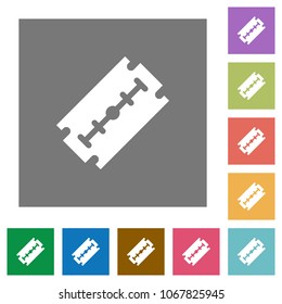 Razor blade flat icons on simple color square backgrounds