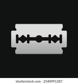 Rasierklinge, flache Vektorgrafik einzeln auf schwarzem Hintergrund