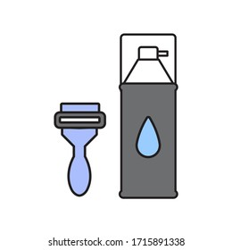 Razor blade and foam icon. Basic line icon.