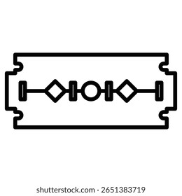 Razor blade icon Black and white outline flat sign vector