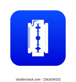 Razor blade icon blue vector isolated on white background