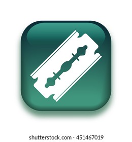 razor blade icon - glossy vector button
