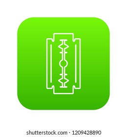 Razor blade icon green vector isolated on white background