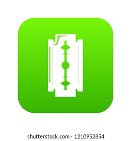 Razor blade icon green vector isolated on white background