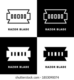 Razor Blade Icon Line and Glyph Style. Barbershop Blade Tool Illustration Vector. Razor Blade Haircut Vintage Logo Symbol