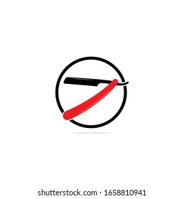 Razor blade icon logo design. simple flat vector illustration. Barber shop logo, label. Barber shop logo with barber razor	
