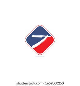 Diseño del logotipo del icono de la hoja de color. simple ilustración plana vectorial. Logo de la Barbería, etiqueta. Logo de la Barbería con cuchilla de afeitar	