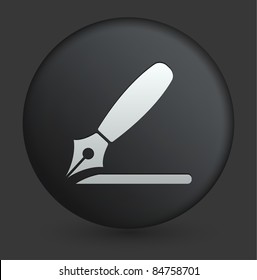 Razor Blade Icon on Round Black Button Collection Original Illustration