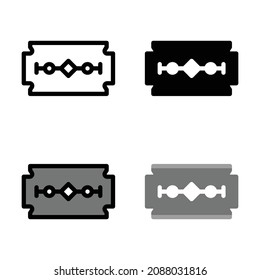 Razor blade icon with outline, glyph, filled outline and flat style.