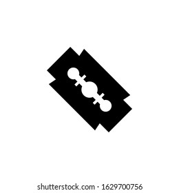 Razor blade icon symbol in black flat shape design isolated on white background