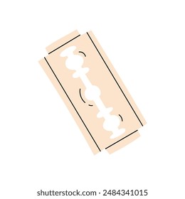 Razor blade icon vector drawn in hand drawn style. Minimal illustration. Hand drawn for design. Razor tool. Consumables for barber and beard shaving.