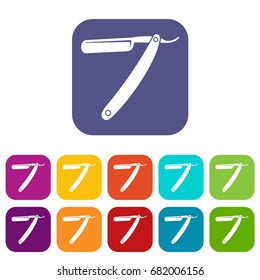 Razor blade icons set vector illustration in flat style in colors red, blue, green, and other