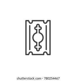 Razor blade line icon, outline vector sign, linear style pictogram isolated on white. Symbol, logo illustration. Editable stroke