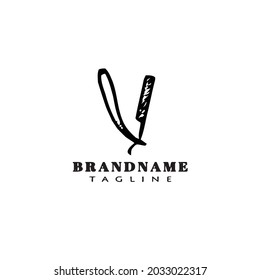 razor blade logo cartoon design template icon modern cute illustration