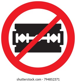 razor blade not allowed sign (prohibition icon)