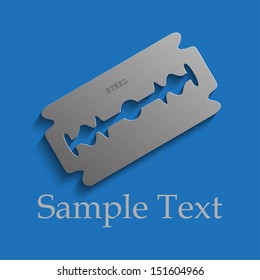 Razor blade on a blue background