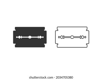 Razor blade outline and silhouette vector. Flat design vector illustration isolated on white background.