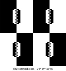 Forma de la cuchilla de afeitar en color de contraste, blanco negro, puede utilizar para el Fondo de pantalla, cubierta, decoración, adorno, adorno, fondo, envoltura, tela, textil, moda, azulejo, patrón de alfombra, etc. Vector 