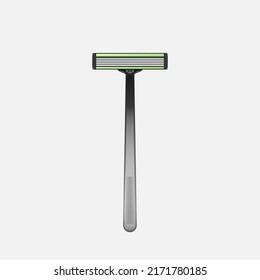 Razor blade shave male isolated icon. Disposable accessory. Clean male tool. Barber beard razor realistic object for skin shaving. 3d vector illustration