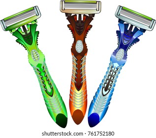 Razor blade shaving colored vector isolated