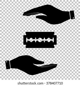 Razor blade sign. Flat style icon vector illustration.