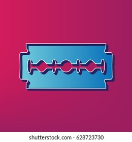 Razor blade sign. Vector. Blue 3d printed icon on magenta background.
