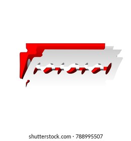 Razor blade sign. Vector. Detachable paper icon with red body stock. Isolated.