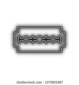 Razor blade sign. Vector. Double contour black icon with soft shadow at white background. Isolated.