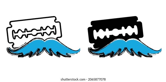 Razor blade sign. Vector, forbidden to use shaving razor icon. No shave or shaver pictogram. Forbidden to use shaving razor icon. November, blue ribbon, man, prostate cancer month. Men's day