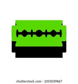 Razor blade sign. Vector. Green 3d icon with black side on white background. Isolated.