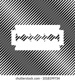 Razor blade sign. Vector. Icon. Hole in moire background.