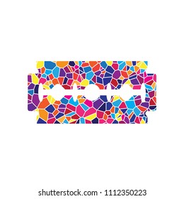 Razor blade sign. Vector. Stained glass icon on white background. Colorful polygons. Isolated.