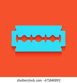 Razor blade sign. Vector. Whitish icon on brick wall as background.
