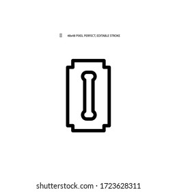 Ilustración vectorial de icono de la línea negra simple de la hoja Razor. Trazo editable. 48x48 Pixel Perfecto.